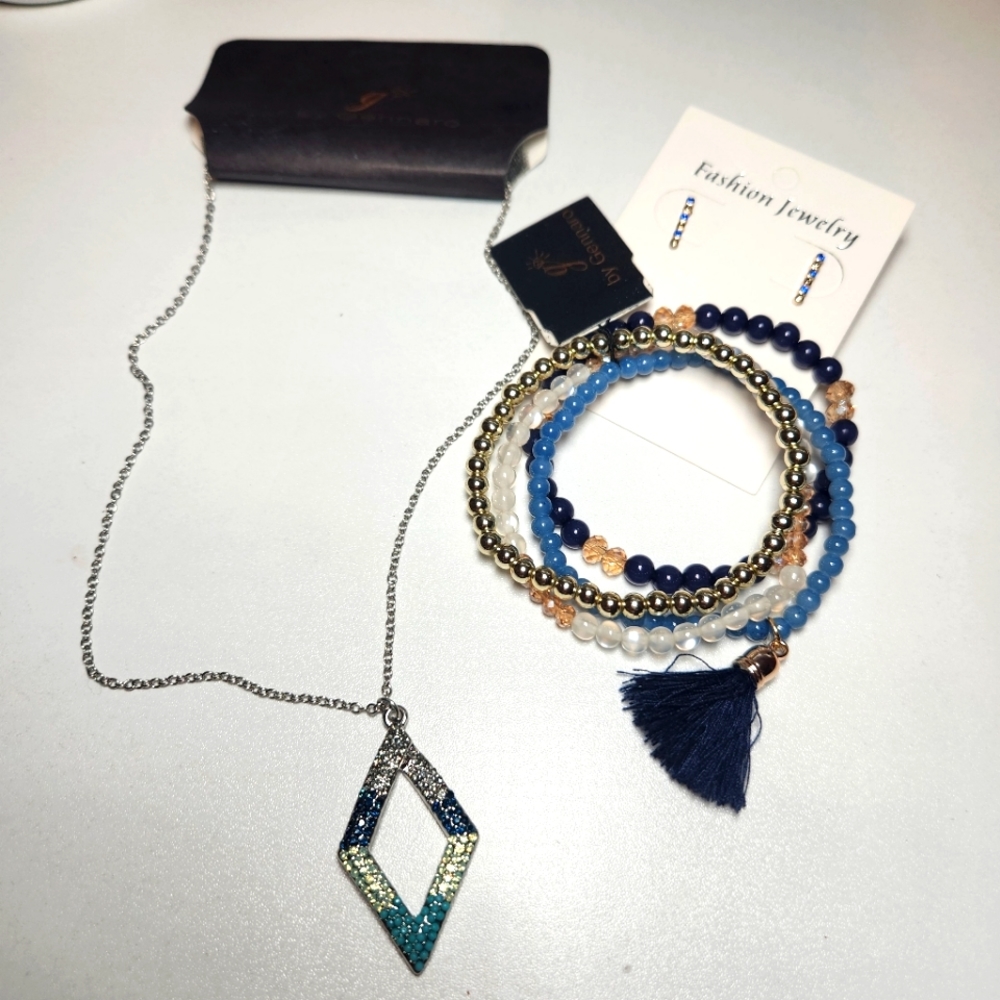 G by Gennaro Minimalist Jewelry Bundle Beaded Bracelets, Earrings, & Necklace